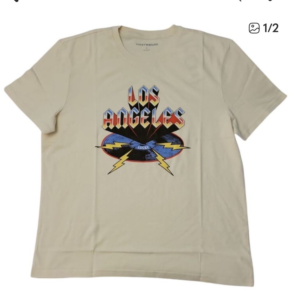 Men’s lucky brand T-shirt, Los Angeles Cream Graphic T-Shirt